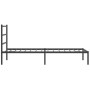 Schwarzes Metall Bettgestell 107x203 cm mit Kopfteil für Matratze. Bett für Schlafzimmer.
