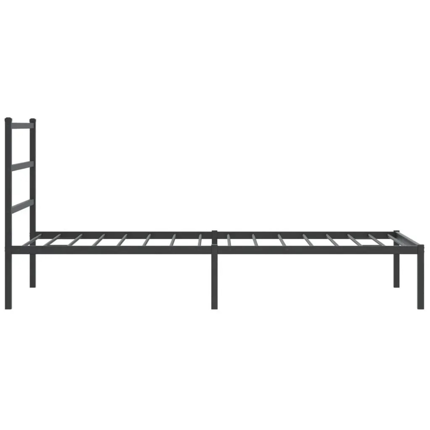 Schwarzes Metall Bettgestell 107x203 cm mit Kopfteil für Matratze. Bett für Schlafzimmer.