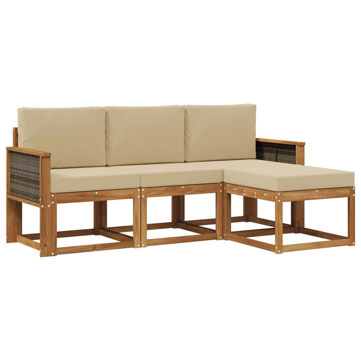 vidaXL Outdoor-Sofagarnitur mit Kissen 4 Stk Natur 3385109