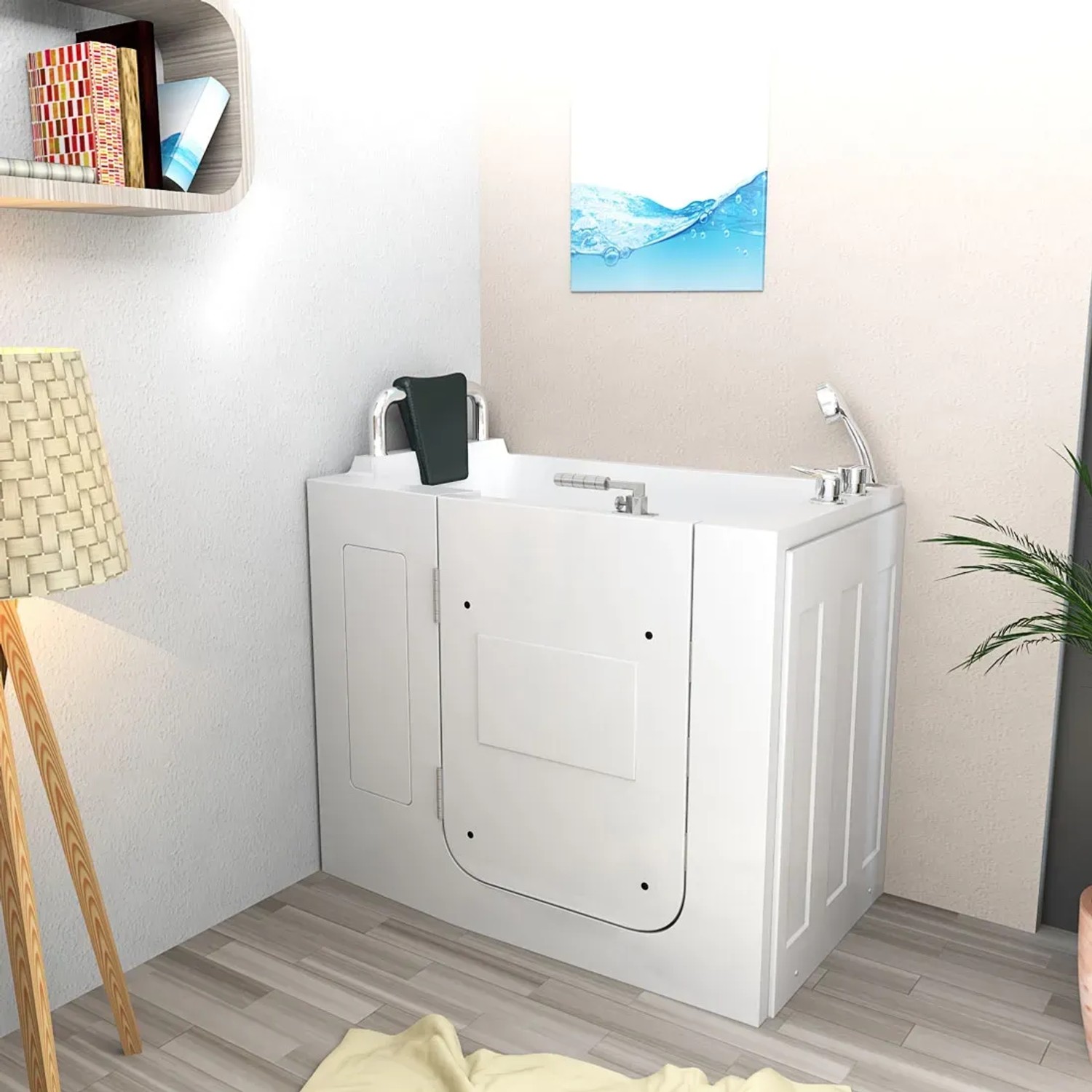 AcquaVapore Sitzbadewanne Mit Tür | 68x110cm Für Senioren | Rollstuhlgerecht