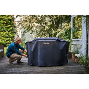 Char-Broil Wetterschutzhaube für Griddle-Grill Versa-Tile und Griddle 3400 im Einsatz.