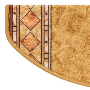Beige, halbrunde KARAT Stufenmatte Rügen mit Muster, selbstklebend, 65x23,5 cm.