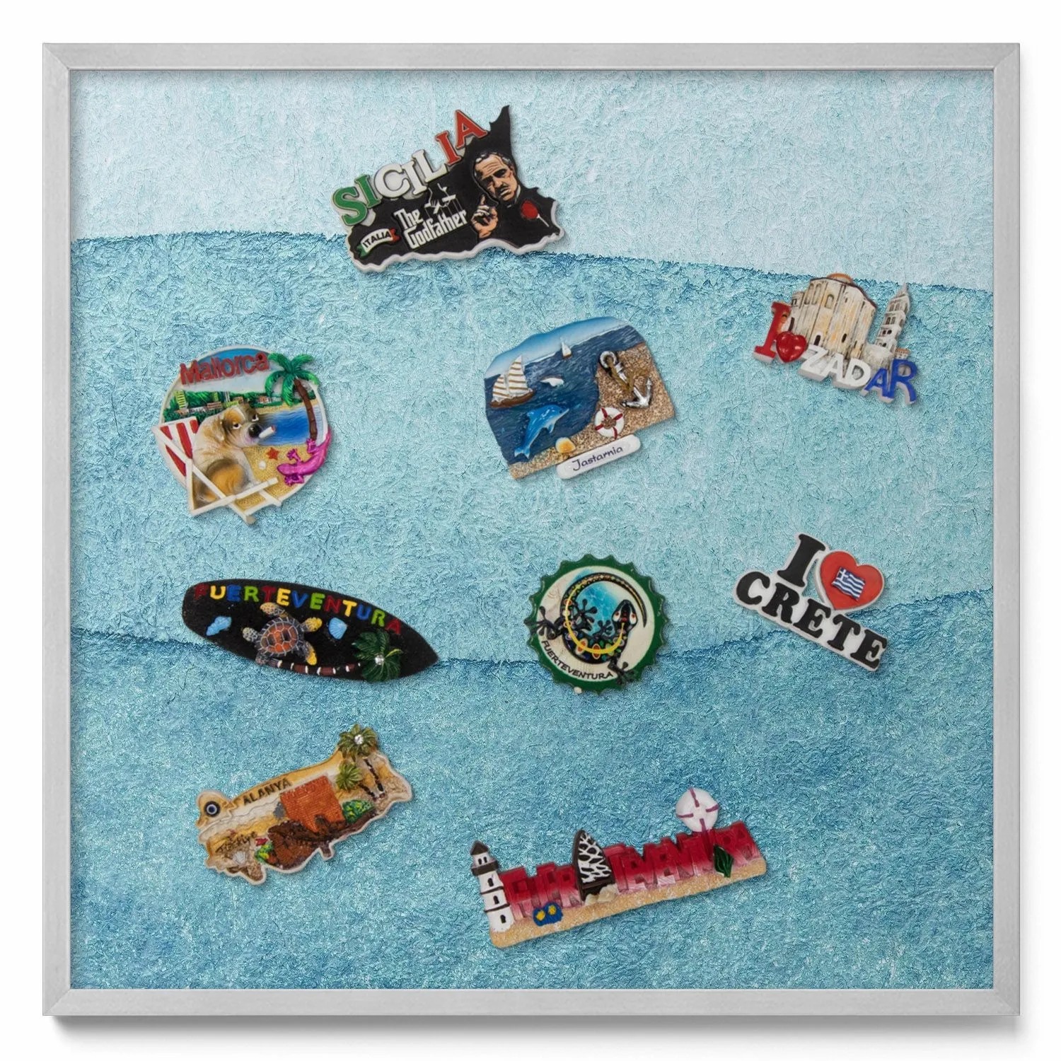 Tulup Magnettafel Magnettafel für die Wand Gerahmt Aquarell Blaue Wellen 50 günstig online kaufen