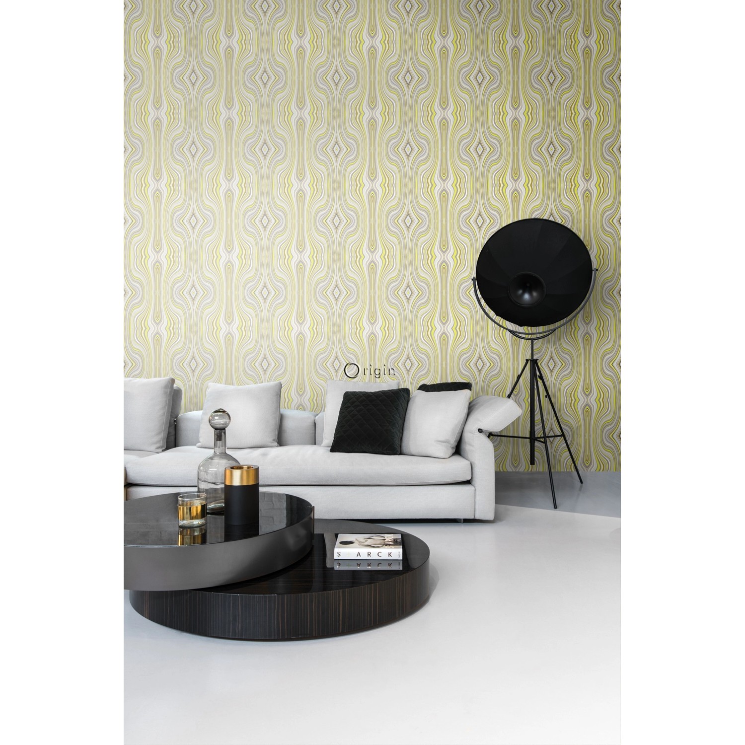 Origin Wallcoverings Tapete Grafische Linien Ockergelb 53 cm x 10,05 m 3472 günstig online kaufen