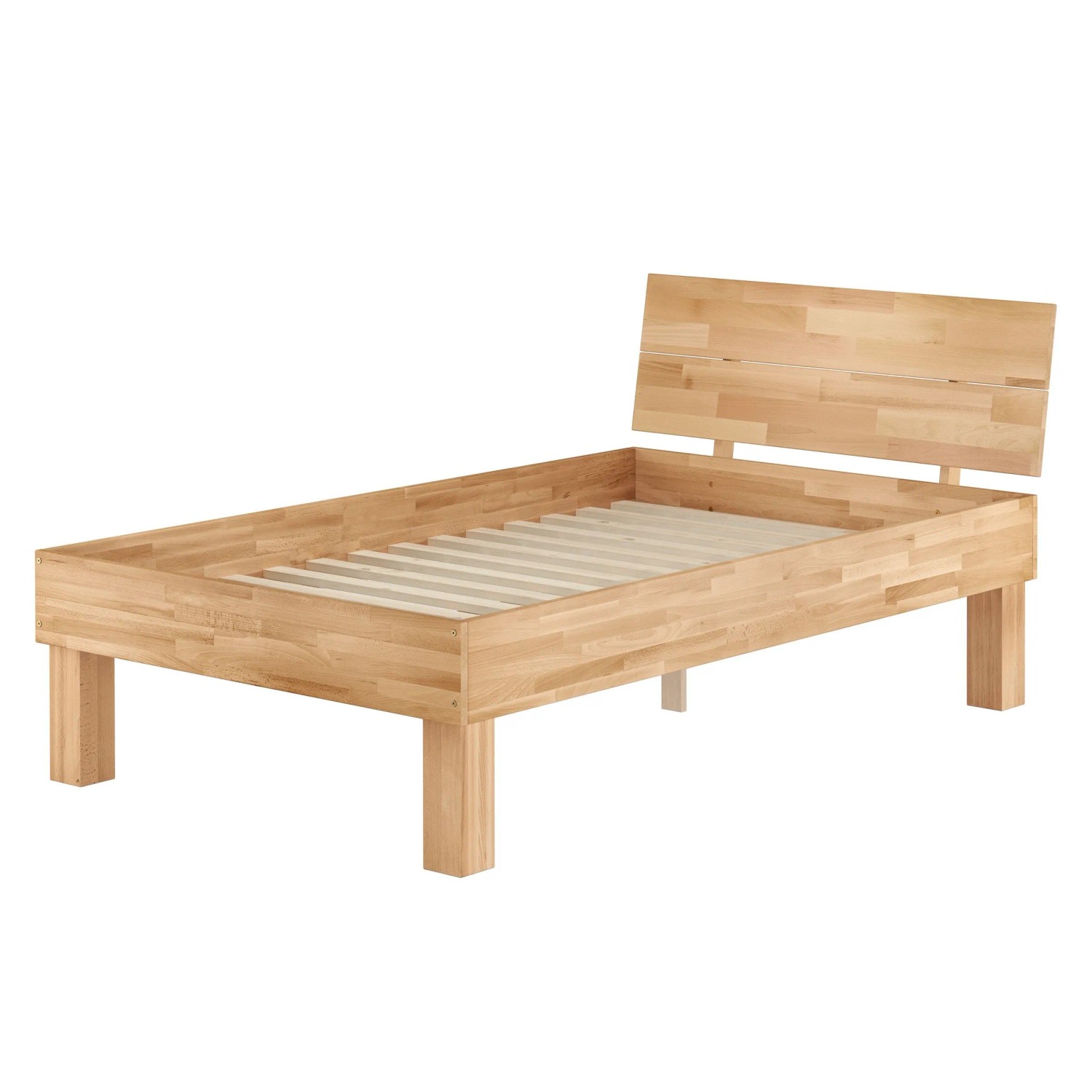 Erst-Holz Hohes Seniorenbett 120 x 220 cm Einzelbett in Überlänge Buche Massiv Modell 81 Rollrost inkl.