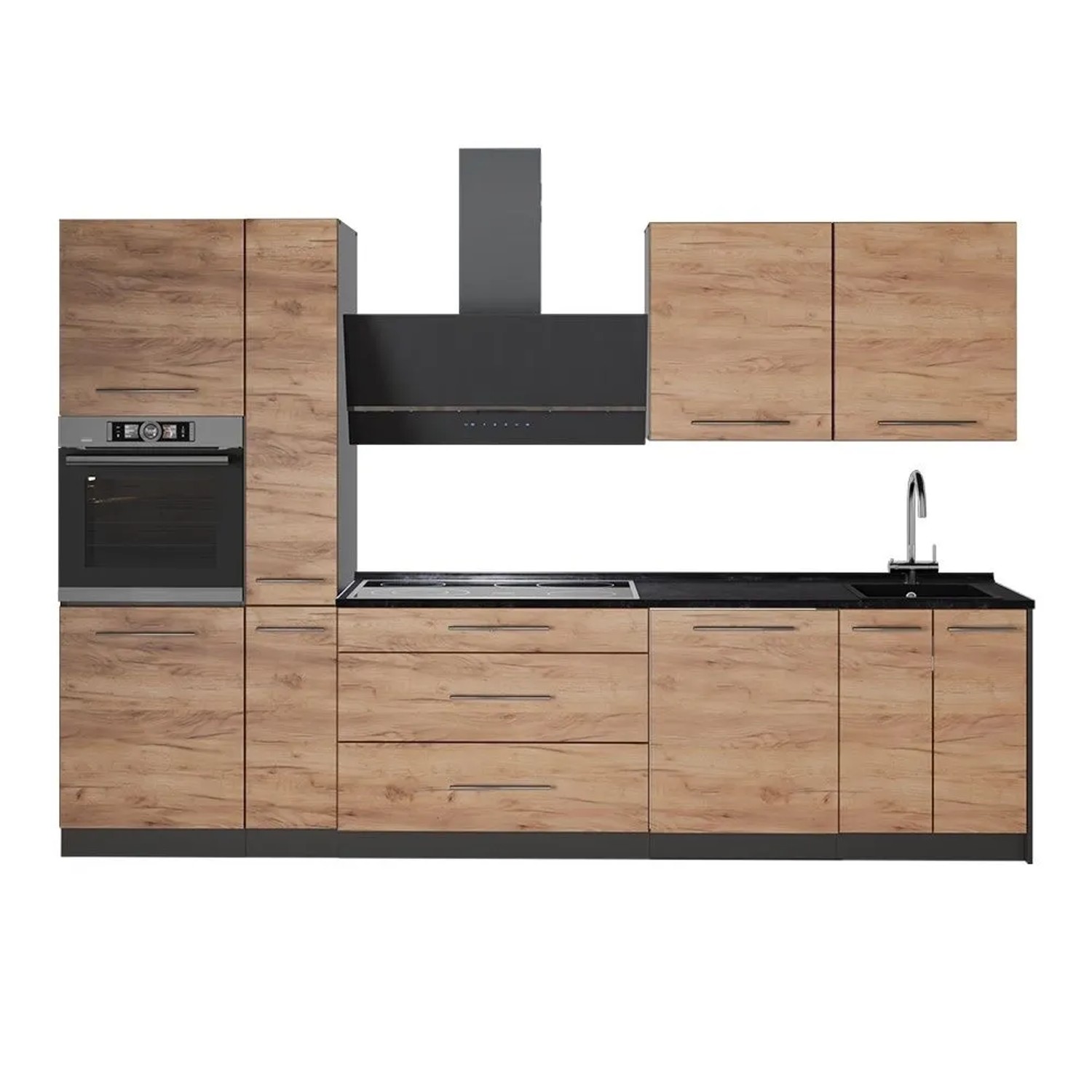 Vicco Küchenzeile Fame-Line Goldkraft Eiche/Anthrazit 310 x 207 AP Anthrazit Art Nr 64260