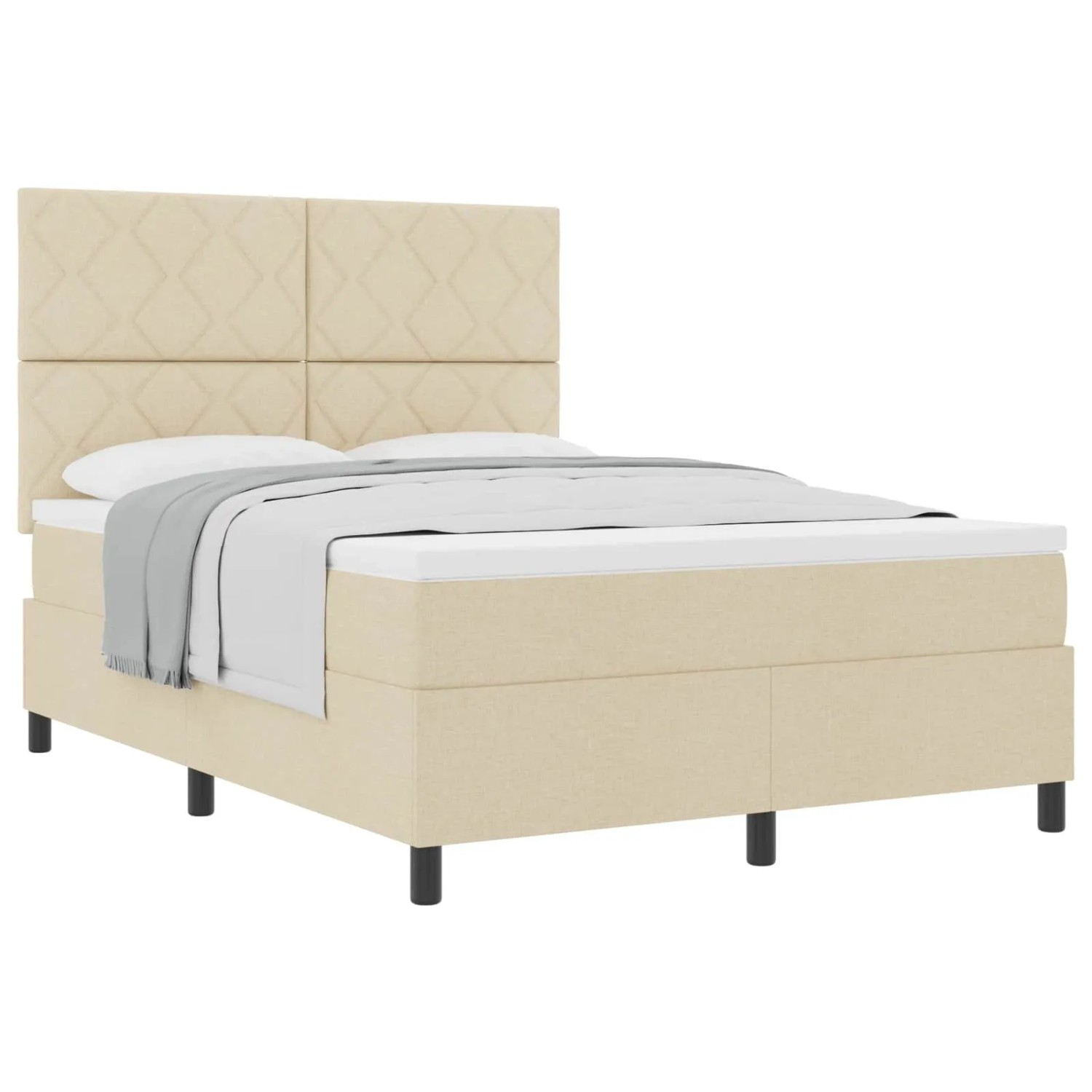 vidaXL Boxspringbett mit Matratze Creme 160 x 200 cm Stoff 3339481