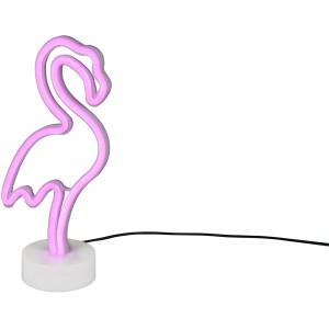 LED Tischleuchte Flamingo, rosa Neon-Optik, dekorative Lampe für Wohnraum, Büro oder Bar.