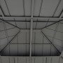 Detailaufnahme des anthrazitfarbenen Stahldachs vom Sunjoy Gazebo Trivor Zedernholz Pavillon.