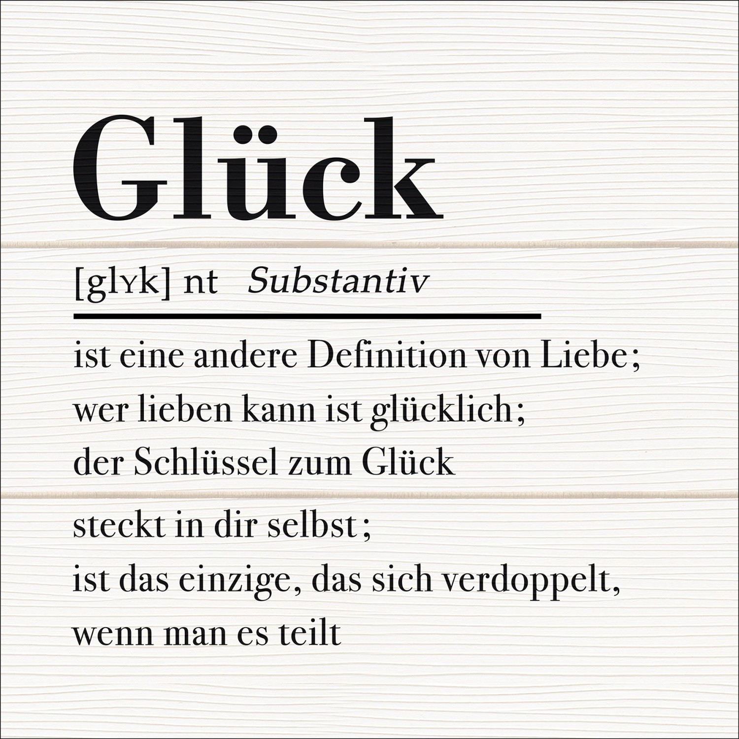 Pro Art Dekopanel Glück auf Holz, 30x30 cm. Wandbild mit Definition von Glück.