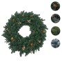 Künstlicher Weihnachtskranz Ø 60cm aus Tanne und Eukalyptus, mit goldenen Zapfen und Sternen. Für Tür oder Tisch.