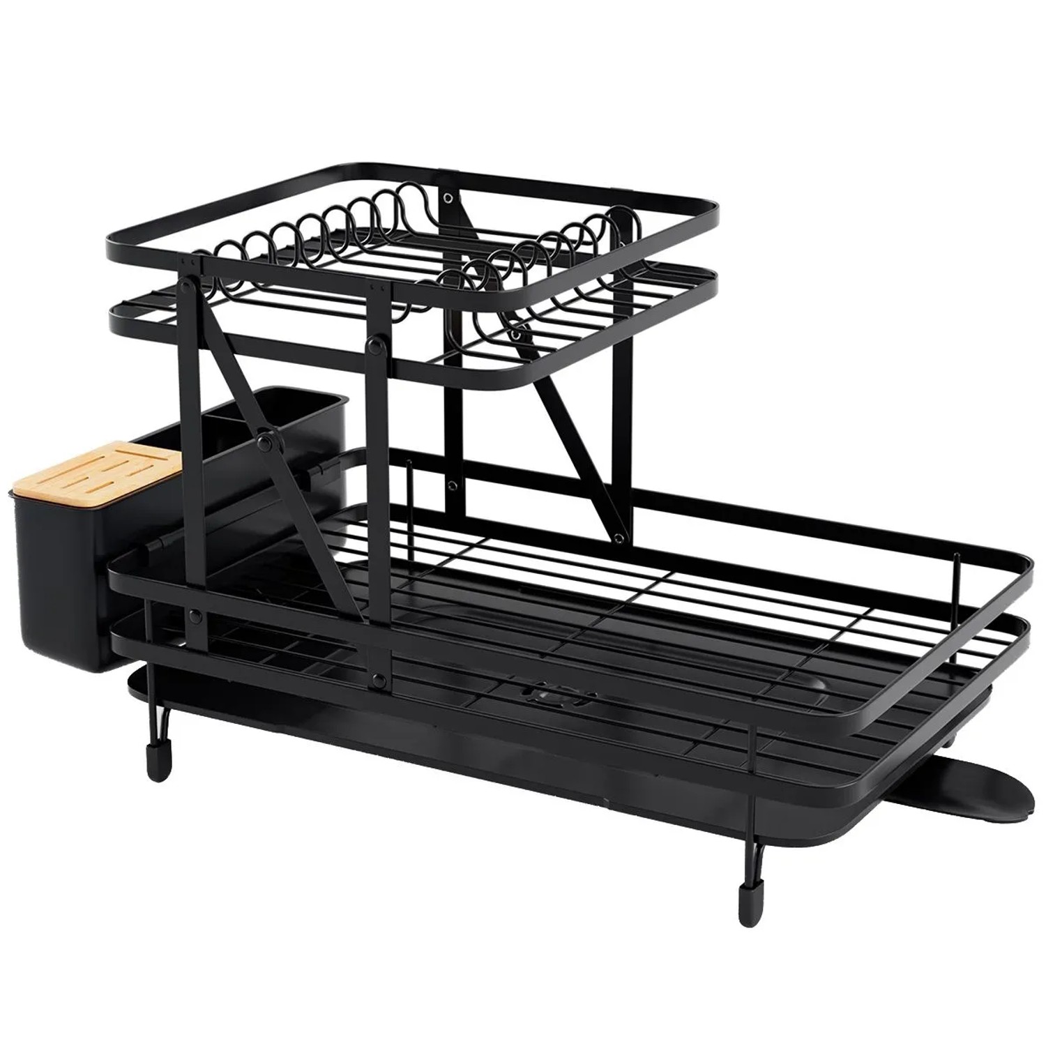 Costway Abtropfgestell 2-Stöckig Metall & 360° Drehbar Schwarz günstig online kaufen