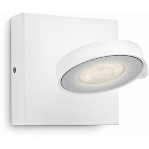 Weißer Philips myLiving LED-Spot mit Warmglow-Effekt, ideal als schwenkbare Wandlampe.