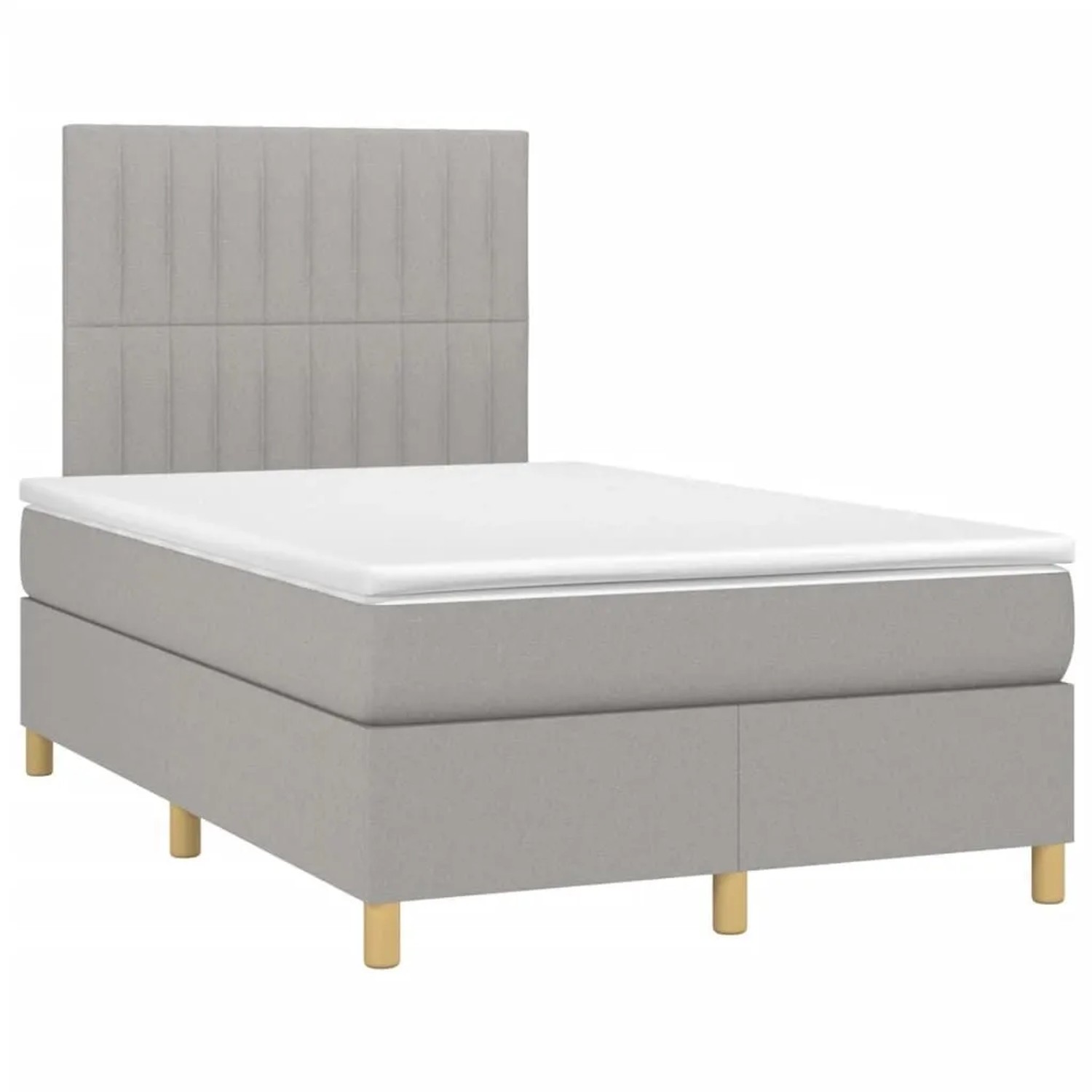 vidaXL Boxspringbett mit Matratze & LED Hellgrau 120x200 cm Stoff 3135581