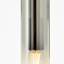Detailaufnahme: 5-flammige Pendelleuchte Glasini, schwarz matt, mit Rauchglas. Dekorative Hängelampe.