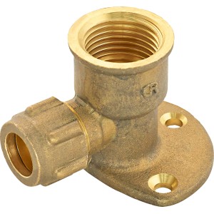 Klemm-Deckenwinkel aus Messing, 12 mm x 18,6 mm (Rp 1/2) für Kupferrohrverlegung.