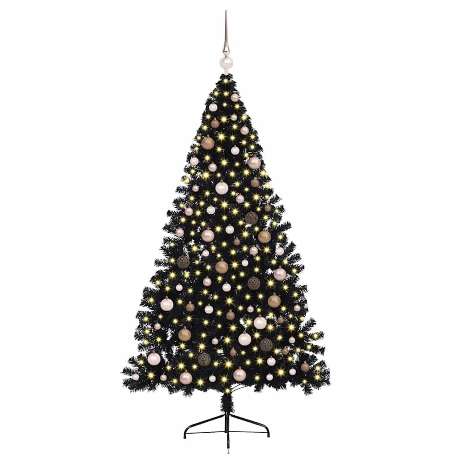 vidaXL Künstlicher Vorbeleuchteter Weihnachtsbaum Schwarz 210 cm PVC 3397152