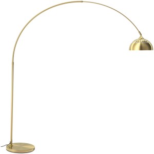 Goldene Bogenleuchte im 70er-Jahre-Stil von Tectake, höhenverstellbar, aus beschichtetem Stahl.