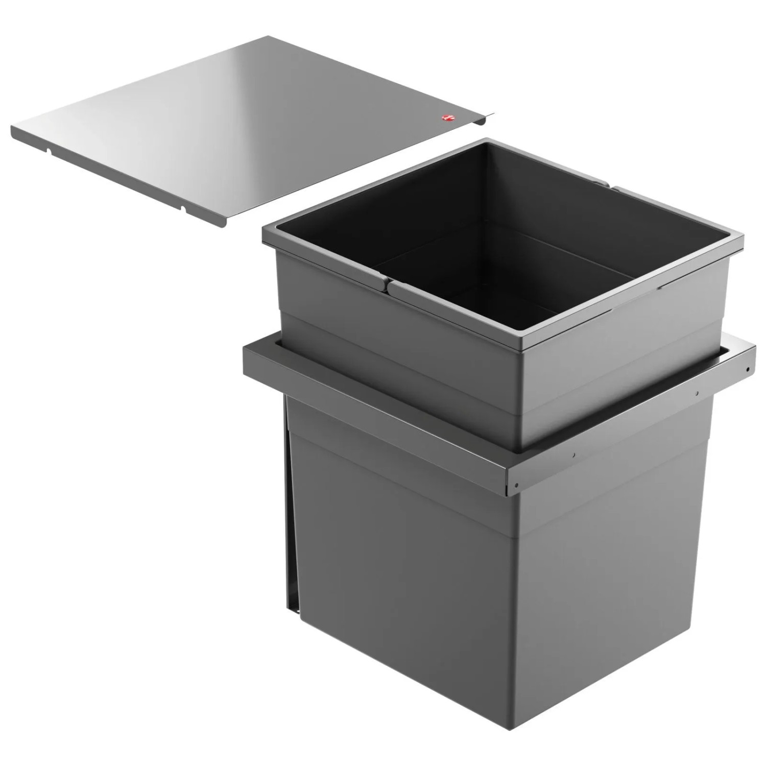 Hailo AS Triple XL 450 55 Einbau Abfallsammler 55 Liter 10000221 Großvolumen Mülleimer für 45 cm Auszugschränke Inset Schubkasteneinsatz