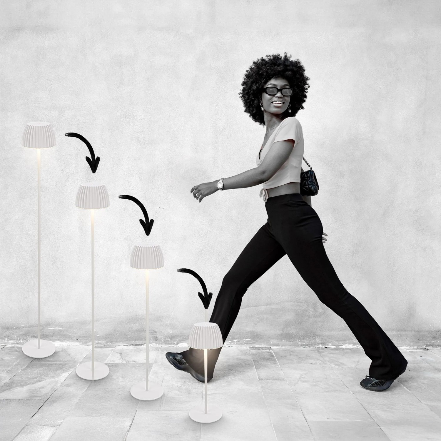 Brilo Akku-Stehleuchte Riffle Dimmbar Touch Lichtkante Weiß_14