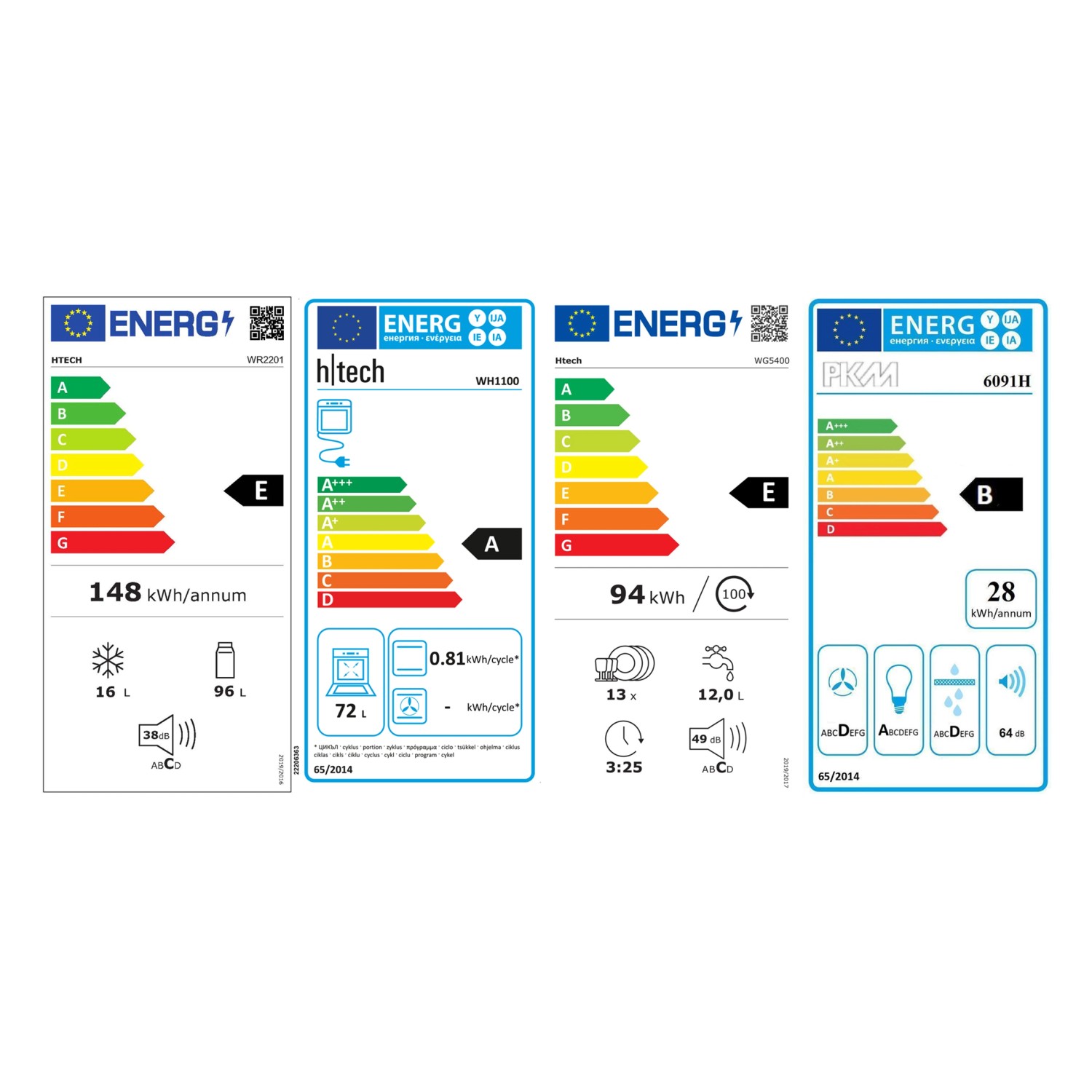 Energieeffizienzlabel für Kühlgeräte, Geschirrspüler und Lampen.