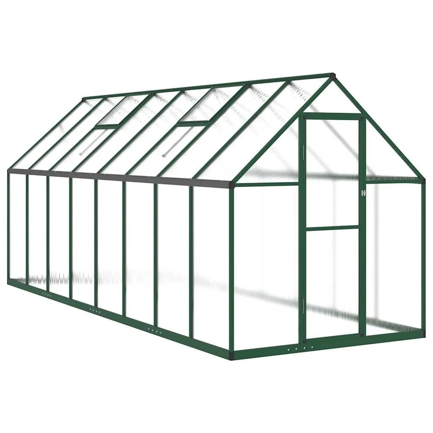 vidaXL Gewächshaus mit Fundamentrahmen Grün 445x169x195 cm Aluminimum 3266333