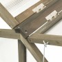Detailansicht: Graues vidaXL Gewächshaus aus Tannenholz, Konstruktion mit geöffnetem Dach.