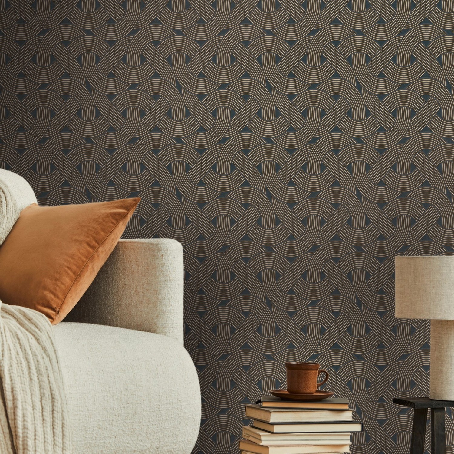 Bricoflor Vliestapete Art Déco Schwarz Gold Vlies Mustertapete Mit Metallic günstig online kaufen