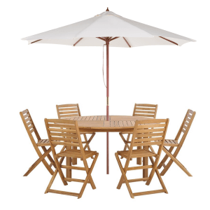Beliani Gartentisch Set TOLVE Heller Holzfarbton Beige 150x150x74