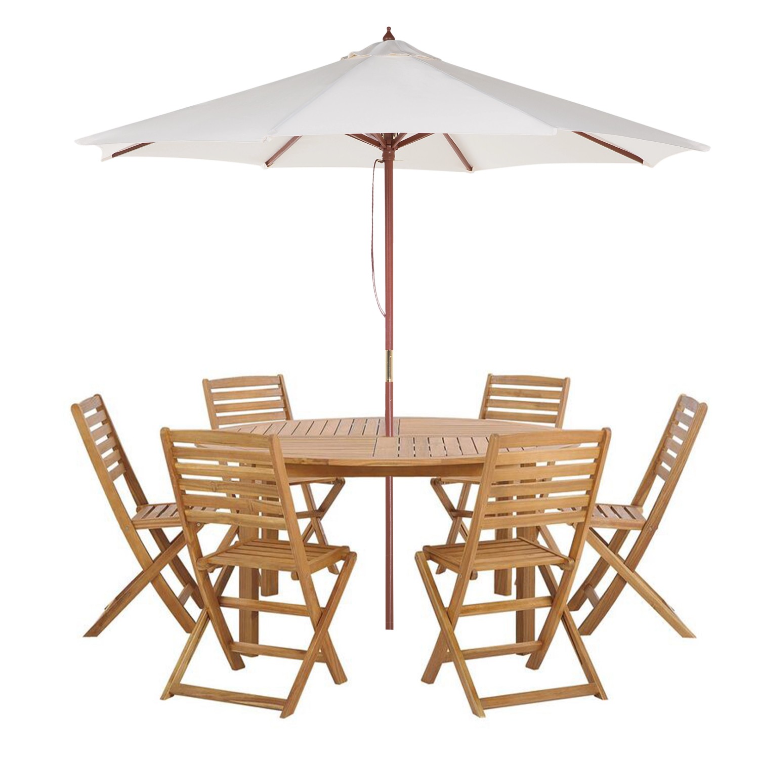 Beliani Gartentisch Set TOLVE Heller Holzfarbton Beige 150x150x74 günstig online kaufen