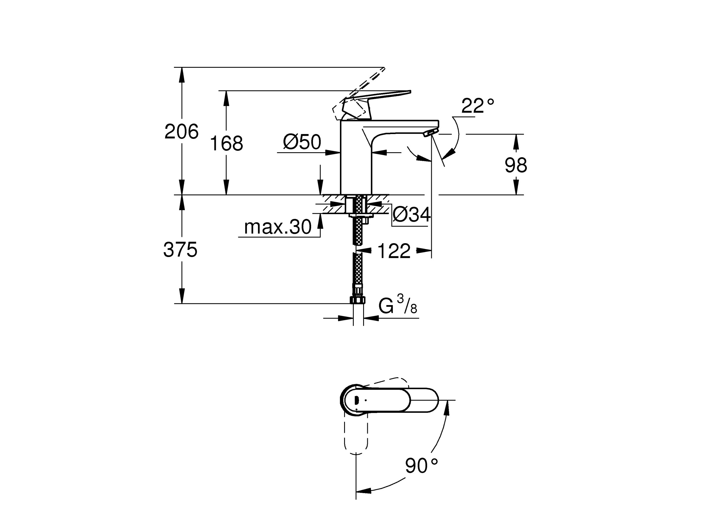 Grohe Einhand-Waschtischbatterie Eurosmart Cosmopolitan M-Size  