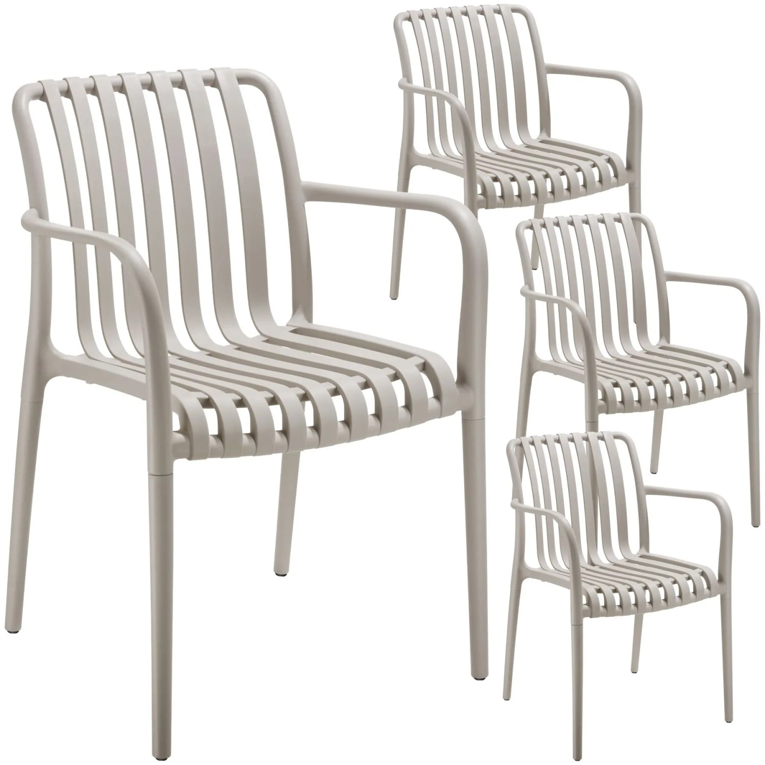 Tectake Gartenstühle Alcudia Wetterfest und UV Beständig Platzsparend Stapelbar Taupe 4er Set