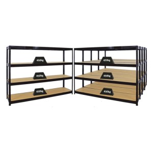 PROREGAL Schwerlastregal Dino 5er-Set, 180x240x60cm, 450kg Fachlast, schwarz. Ideal für Werkstatt und Lager.