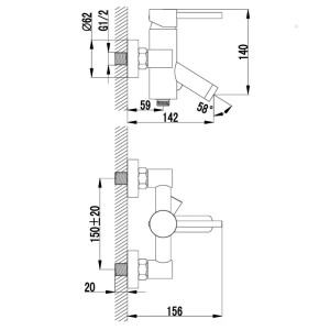 PaulGurkes Wanne Design Armatur Aufputz Wasserhahn Mischbatterie