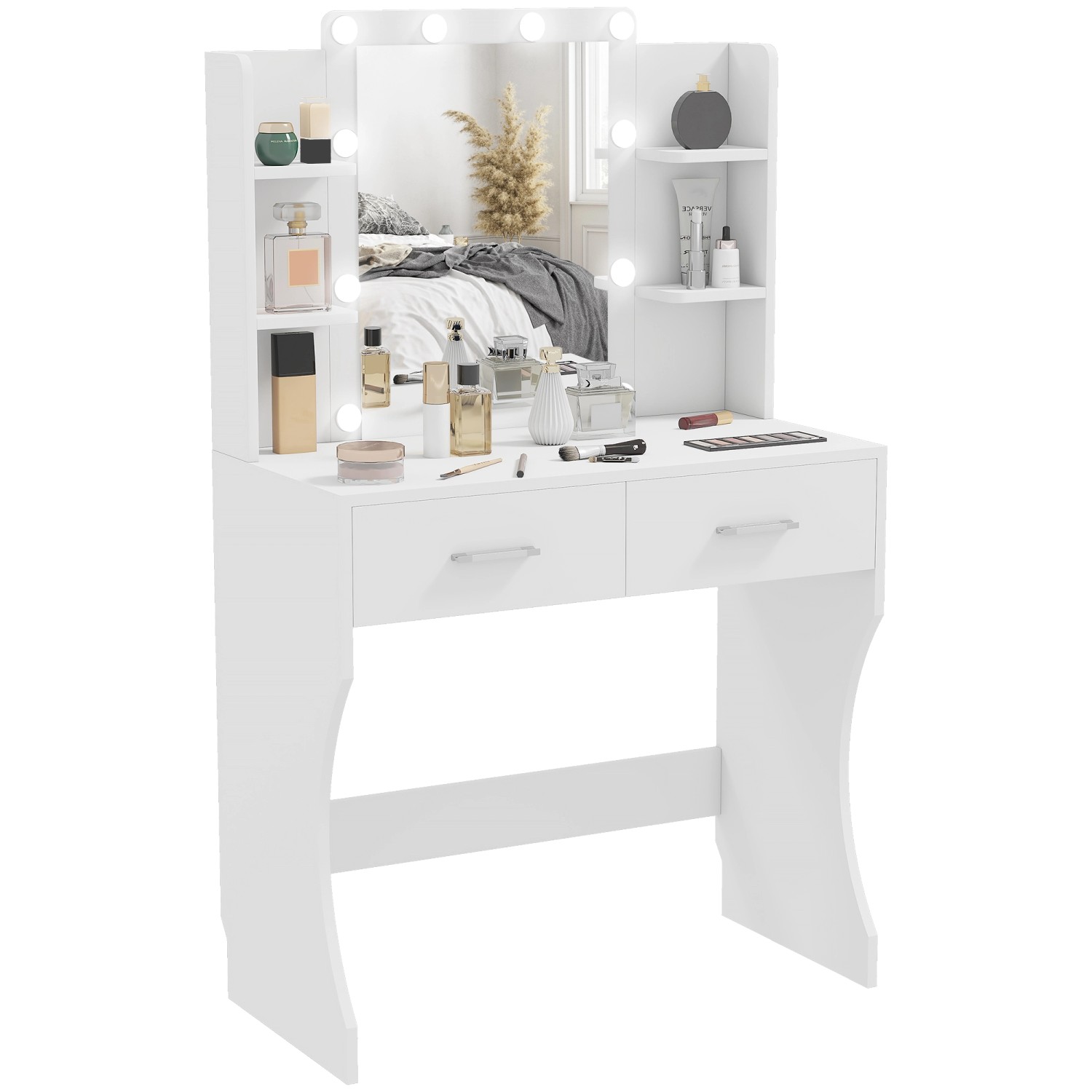 HOMCOM Schminktisch Spanplatte 80L x 40B x 132H cm Weiß