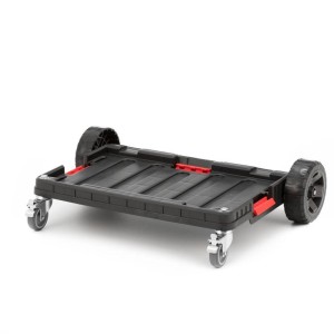 Schwarzer PROREGAL QBRICK Transportroller mit 2 Gummirädern und 2 Lenkrollen.