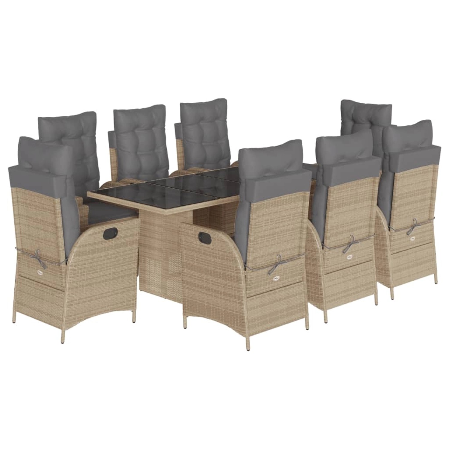 vidaXL 9-Tlg Garten-Essgruppe mit Kissen Beigemischung Poly Rattan 3213129 günstig online kaufen