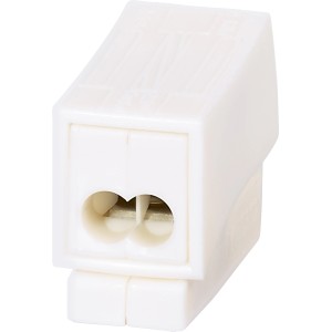 Weiße 2-polige Leuchtenklemme für Leiter von 0,75-2,5mm², 25er Pack.