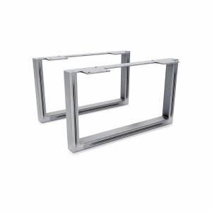 Zwei HEVVA Möbelfüße GRAZ aus Rohstahl mit Klarlack, rechteckig, für DIY-Möbel. Robustes Metall im Industriedesign.