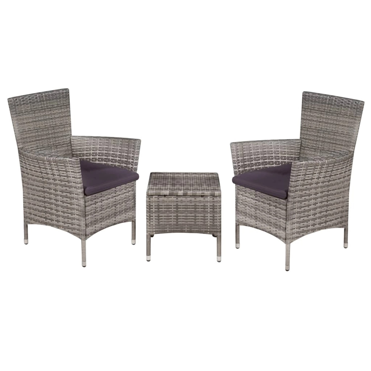 3-tlg. Bistro-set Poly Rattan Grau günstig online kaufen