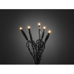 Konstsmide Micro LED Lichterkette mit 100 bernsteinfarbenen LEDs und grünem Kabel für den Innenbereich.