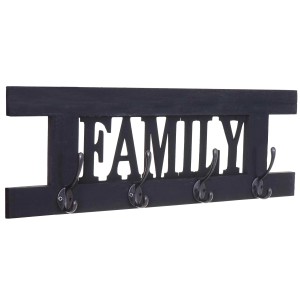 Dunkelgraue MCW Wandgarderobe C60 Family im Shabby-Look mit 4 Doppelhaken.