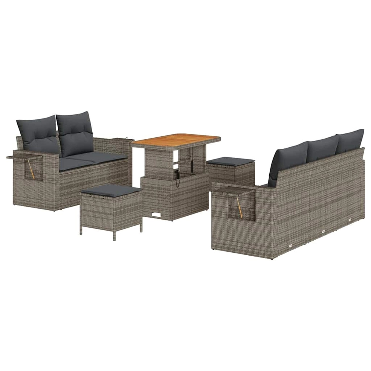 vidaXL Garten-Sofa-Set 8-Tlg Grau Poly Rattan 3361693 günstig online kaufen