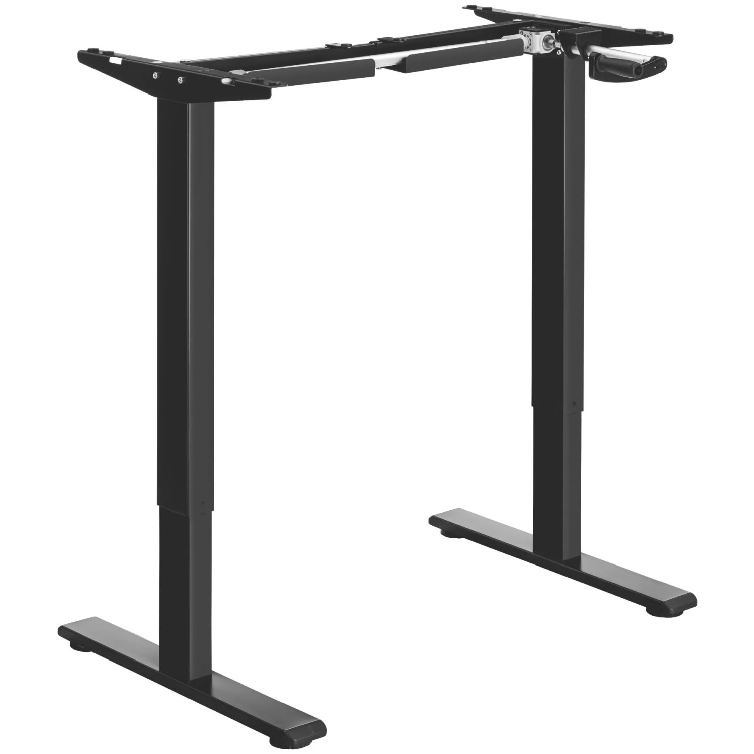 Tectake Höhenverstellbarer Schreibtisch Idun Mit Handkurbel Stahlgestell Mit Pulverbeschichtung  60 x 129 x 121 cm Schwarz