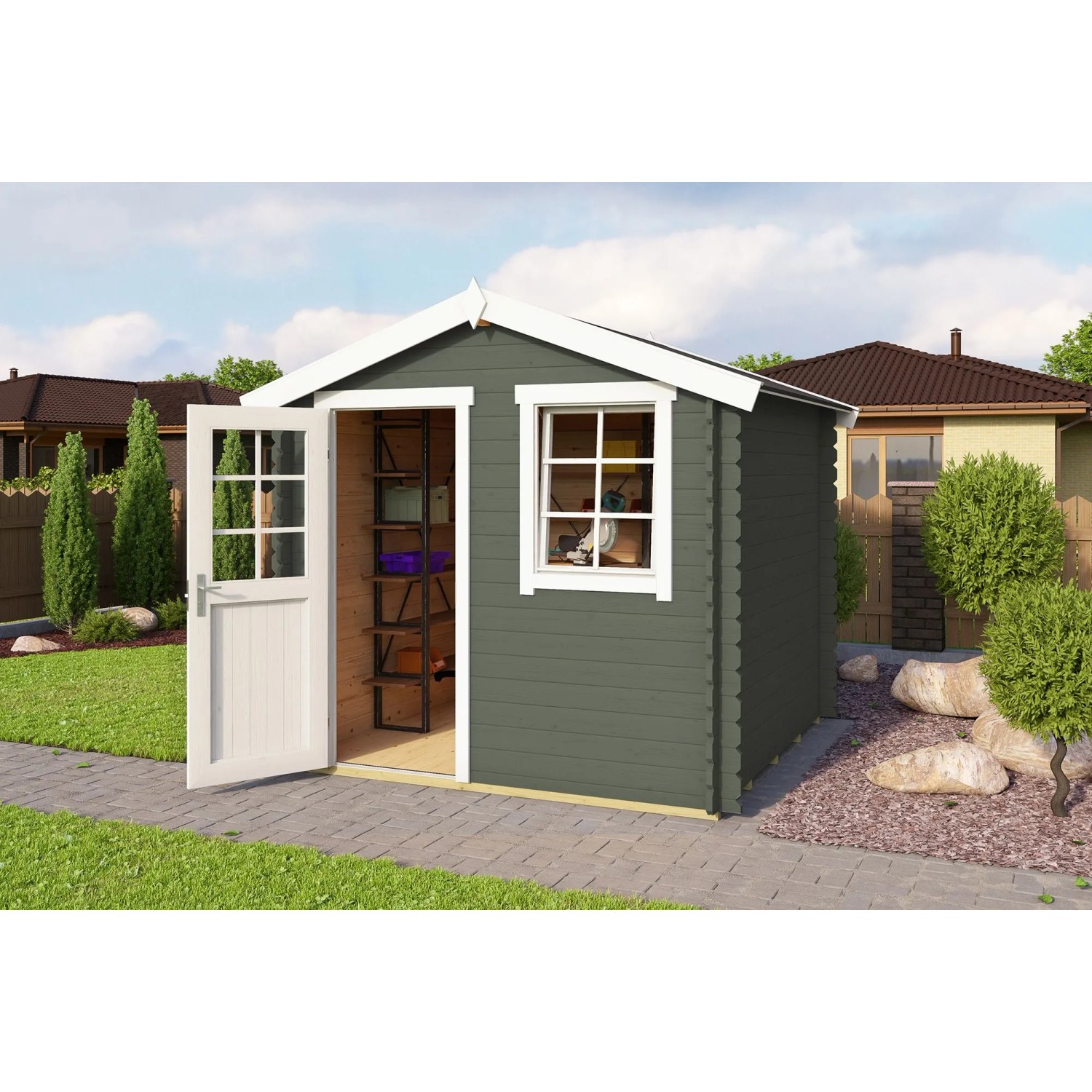 Lasita Gartenhaus Wels 2 Grau-Grün 230 cm x 230 cm günstig online kaufen