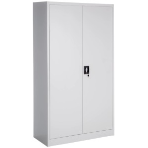 Grauer Tectake Aktenschrank aus Stahl, 2er Set mit Flügeltüren, 180x90x40 cm.
