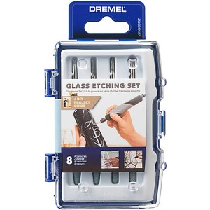 Dremel Glasgravur-Set 682, 8-teilig im transparenten Kunststoffkoffer. Zubehör für Miniaturwerkzeuge.