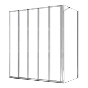 AICA 5-teilige Duschtrennwand aus Glas mit Chromrahmen, geeignet als Badewannenaufsatz.
