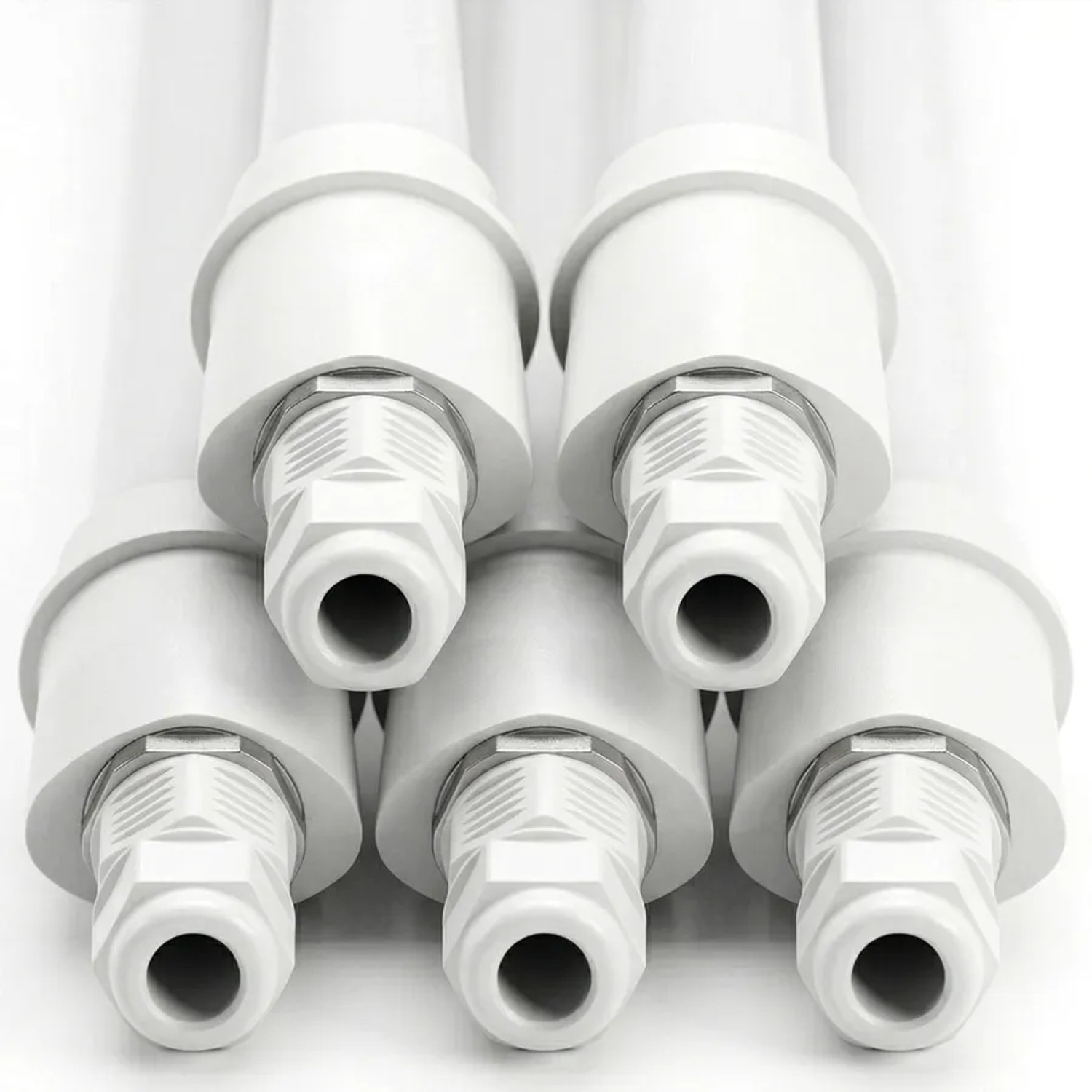 LUXULA 5er- Set LED Feuchtraumleuchte 18W 4000K Neutralweiß Wannenleuchte Weiß 120cm IP65 IK08 Inklusive Quick Connector
