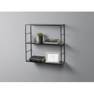 Weißes Metall-Regal Pinnock, 60x60x20 cm, mit drei Ablageflächen zur Wandmontage.